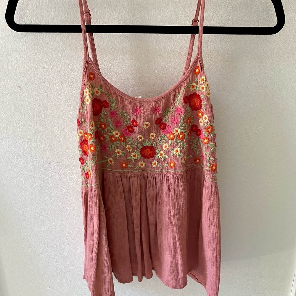 Pink floral tank top